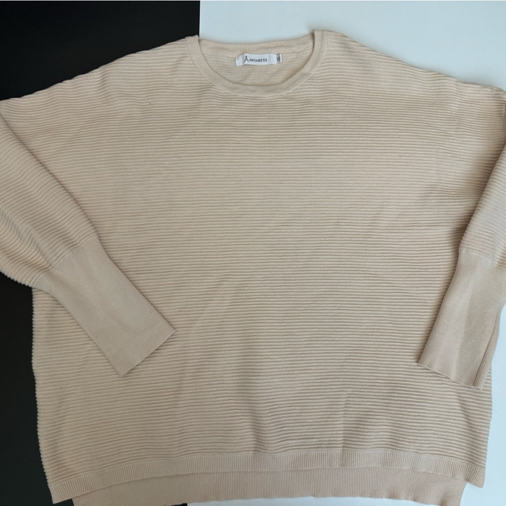 ANRABESS Womens Oversized Batwing Long Sleeve Ribbed Knit Sweater XL cream
